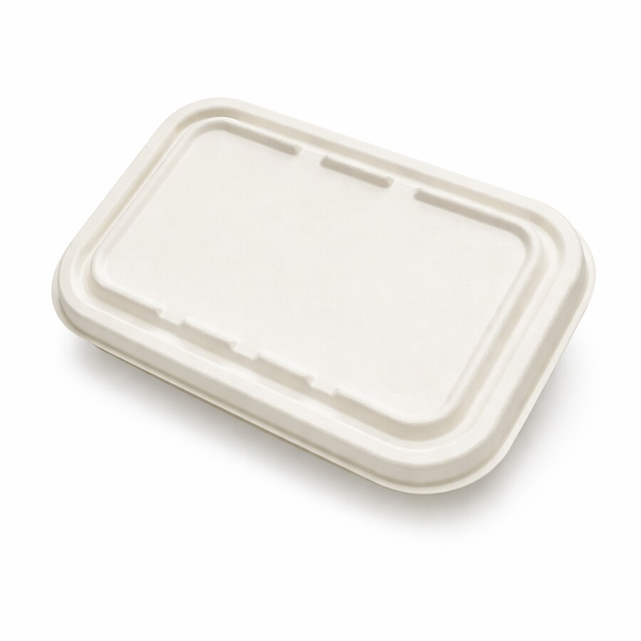 RyanPack Bagasse Deckel für Foodtray aus Zuckerrohr – 222×147×12 mm – Weiß – 50 Stück