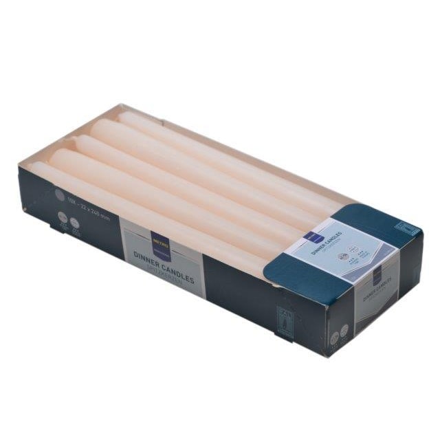 METRO Professional Spitzkerzen, Paraffin, 2.2 x 24 cm, ca. 7 Std., elfenbein, 10 Stück