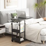 thumbnail of Mesa Auxiliar de Sofá 80x40 cm Mesa Lateral en Forma de C con 4 Ruedas Giratorias Frenos Altura Ajustable 3 Niveles de 72-82 cm para Salón Cocina