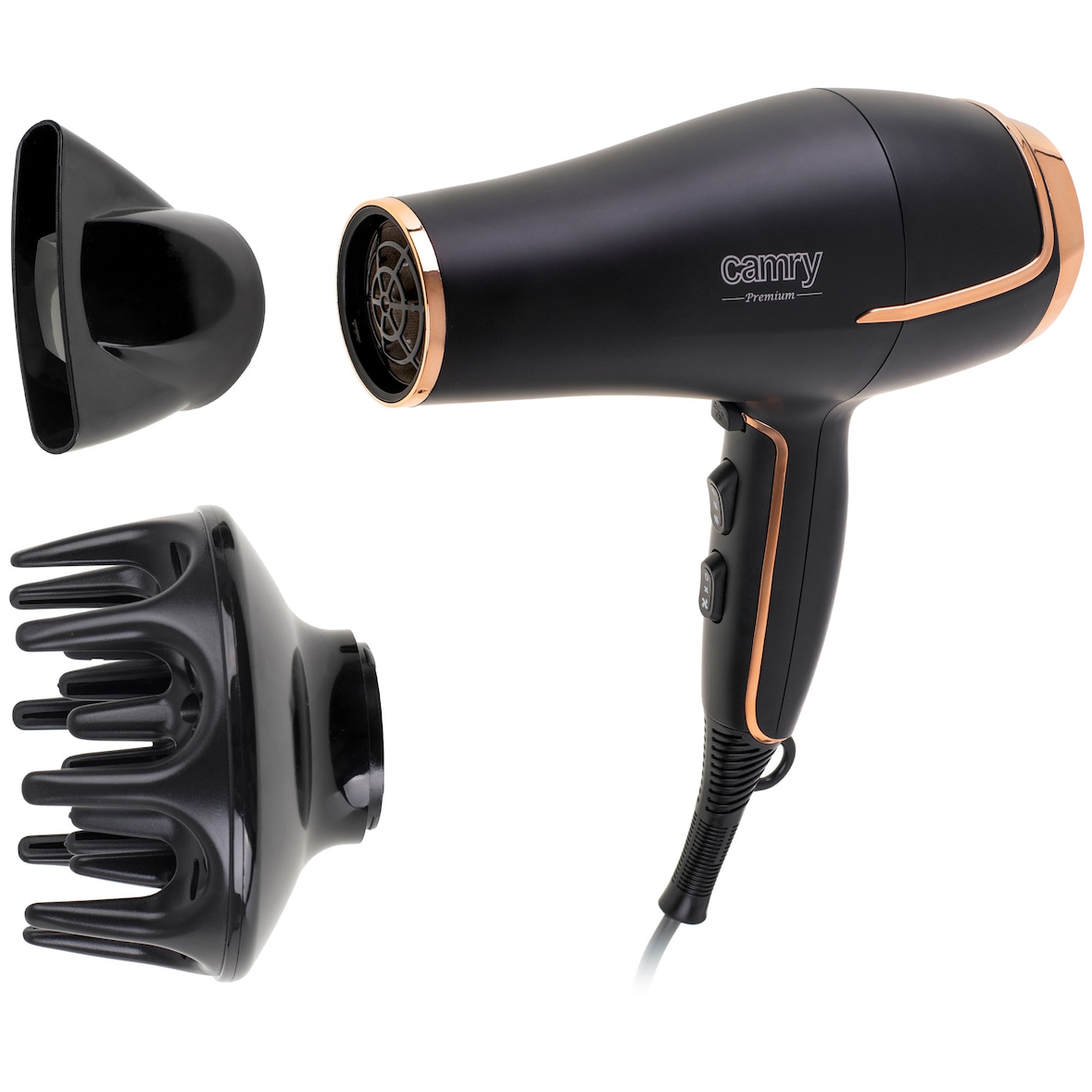 Camry CR2255 Professioneller Haartrockner 3 Temperaturstufen, 2 Geschwindigkeitsstufen, Cool Shot, Diffusor, Schwarz