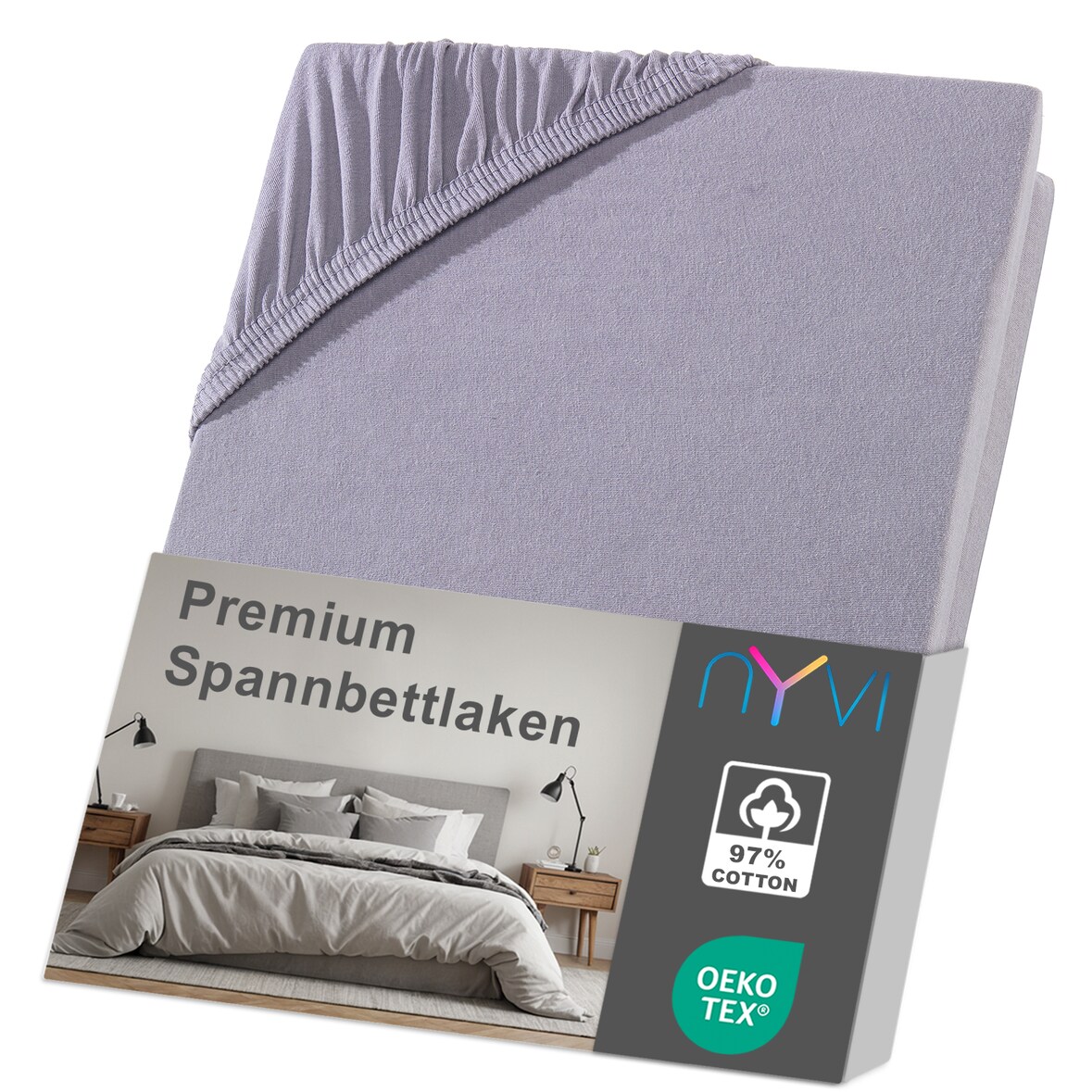 Spannbettlaken DreamScience Premium - Komfort Spannbetttuch, 190g/m², Einlaufschutz, Bügelfrei, mit Gummizug 90x200 - 100x200 cm grau