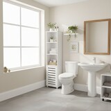 thumbnail of Relaxdays Badezimmerschrank mit Tür, HBT: 167x30x40 cm, 6 Fächer, Toilettenschrank, hoch & schmal, Bad Hochschrank, weiß