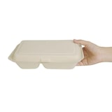 thumbnail of APS Schachteln mit 2 Fächern und kompostierbarem Scharnierdeckel aus Bagasse 253mm x 200 Bagasse 165x253xmm