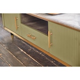 thumbnail of Mueble bajo para TV MARIA de KAWOLA, tapa de mármol, piel sintética, color verde oliva