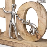 thumbnail of Dekofigur Home 24 cm aus Mangoholz und Aluminium Skulptur mit Figuren Symbol für Familie und Zusammenhalt Handarbeit modern auf Holzsockel Unikat