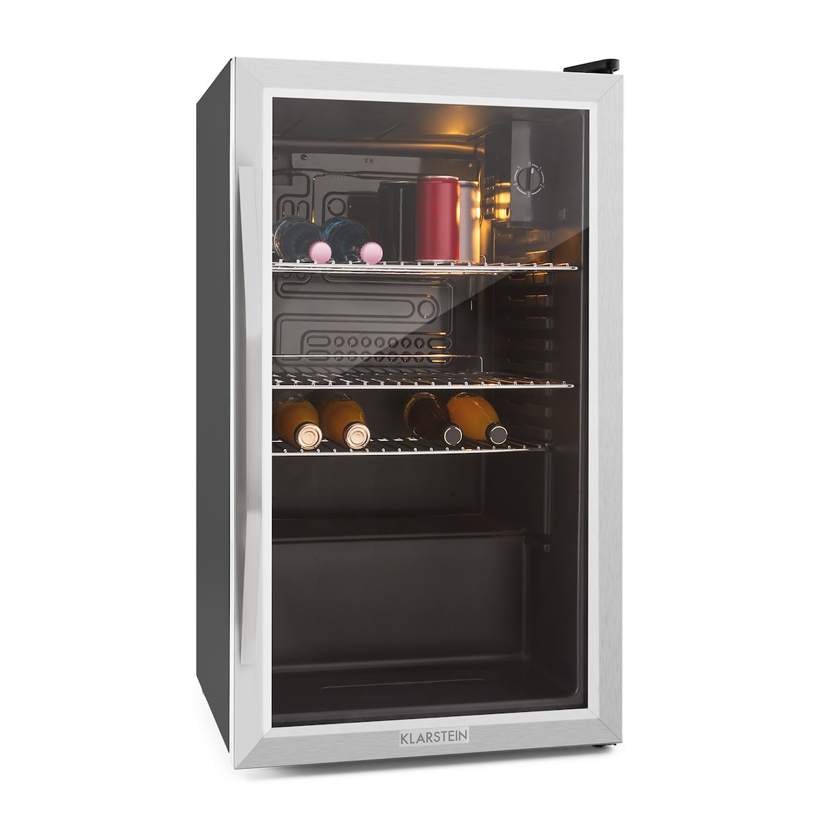 Beersafe XXL Kühlschrank 80 Liter 3 Böden Panoramaglastür Edelstahl Edelstahl