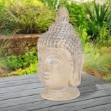 thumbnail of ECD Germany Buddha Kopf Figur 55 cm Beige Grau Polyresin Kunststein Statue Skulptur Feng Shui Gartenfigur Asien Deko