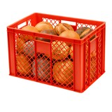 thumbnail of 4 Stück Bäckerkisten 600 x 400 x 410 mm + 1 Transportroller in rot