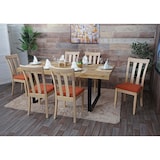 thumbnail of Lote de 6 sillas de comedor HWC-G46, silla de cocina Silla, tela/textil madera maciza ~ estructura de color natural, naranja