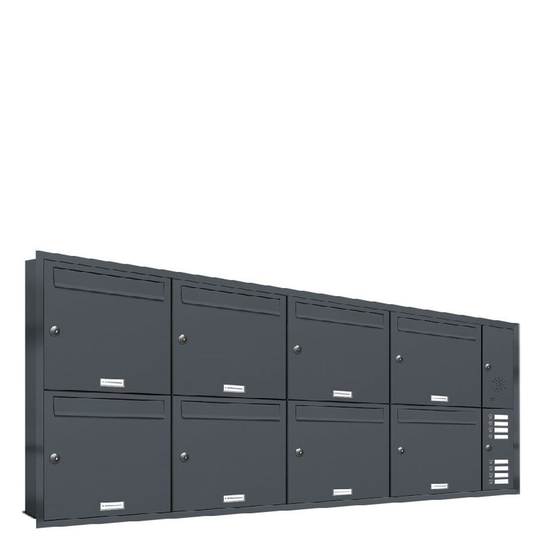 AL Briefkastensysteme 8 Fächer Premium Unterputz Briefkasten Anlage RAL 7016 Anthrazit, für Post A4, robust, wetterfest, Artikelnummer 331P8U4KSRP7016