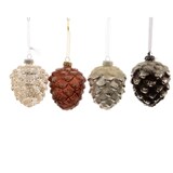 thumbnail of Christbaumschmuck Zapfen Glas Ø 7 Länge 10 cm 4 Stück creme/weiß/braun