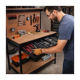 thumbnail of Etabli d'atelier Panneau porte outils perforé 120x60 xH150cm Etagère + Grand Tiroir de rangement PROWELTEK