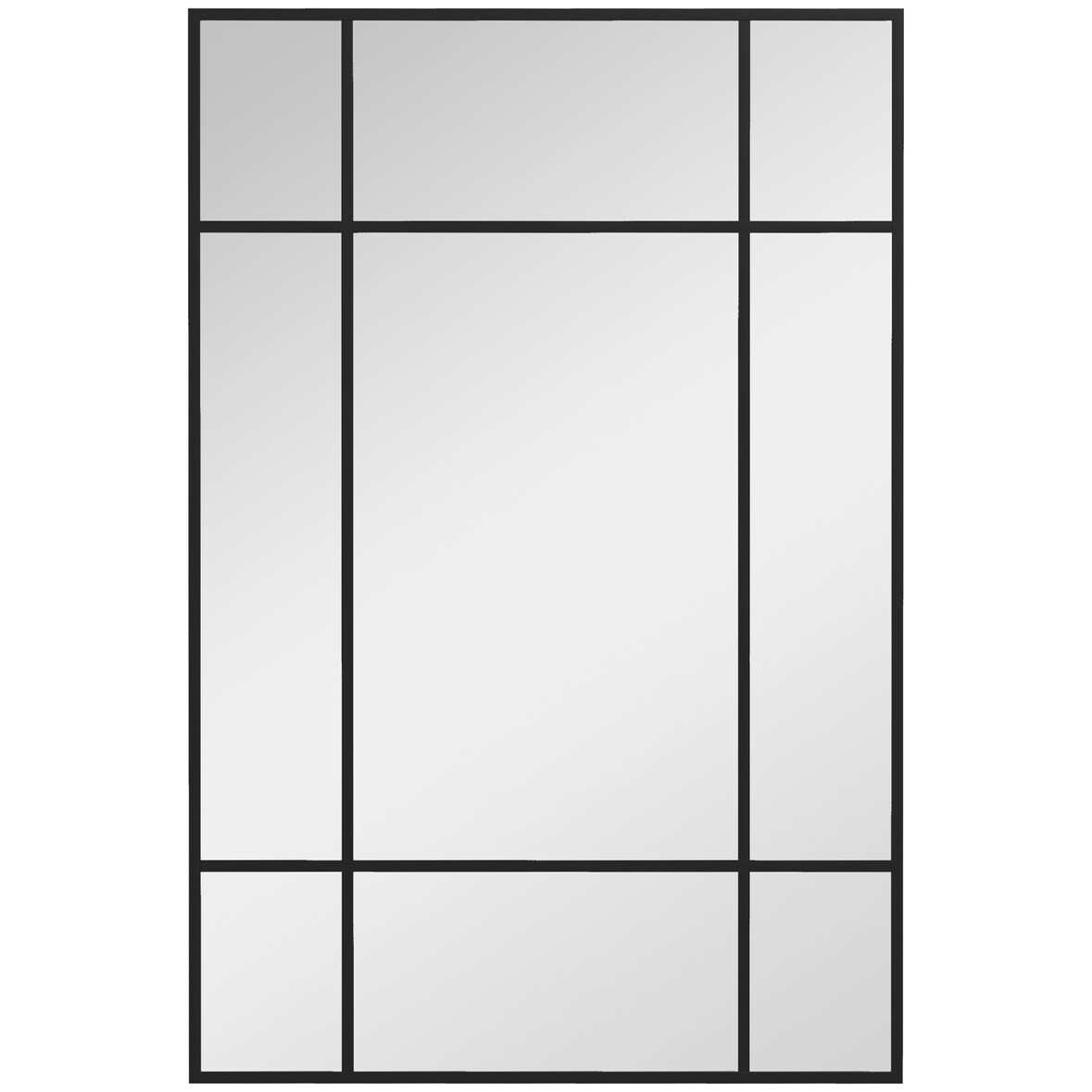 Espelho de Parede Retangular 90x60 cm com Moldura de Metal Espelho Decorativo para Sala Quarto Entrada Preto