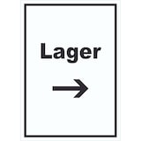 thumbnail of Lager Schild mit Text und Richtungspfeil rechts Storage Warenlager hochkant A3 (297x420mm)