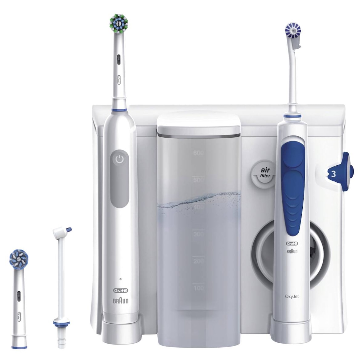 Oral-B Center OxyJet Munddusche + Oral-B Pro 1 Mundpflege-Center Weiss-Blau