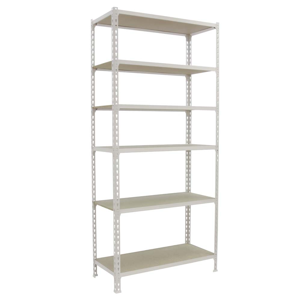 PROREGAL Étagère charge lourde GIANT MULI | HxLxP 250x80x50cm | 200kg par niveau | Blanc | Étagère robuste de Garage