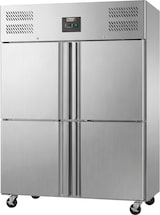 thumbnail of Romux® Kühlschrank mit 4 Türen 134 cm mit Umluftkühlung | Gastro Kühlschrank aus Edelstahl mit 1200 L Kapazität - 6 Einlegeböden und 400 W
