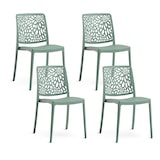 thumbnail of Set 4 Chaises Empilables en Polypropylène avec fibre de verre pour Jardin ou intérieur, hydrofuges et résistantes, design moderne - SOLE - Sauge