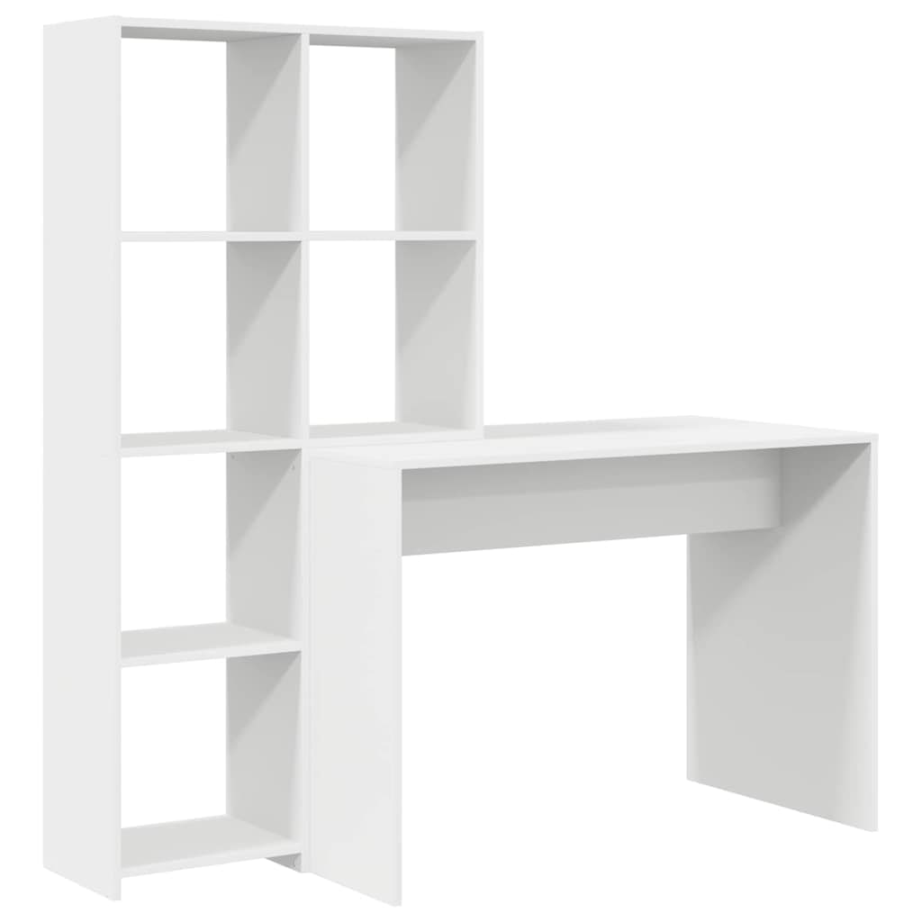 vidaXL Schreibtisch mit Regal Weiß 138,5 x 55 x 143 cm Holzwerkstoff