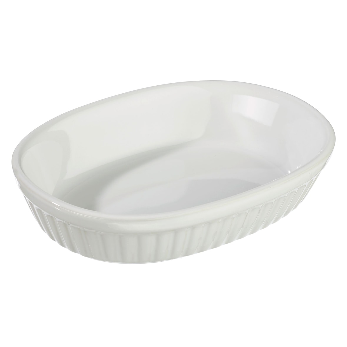 METRO Professional Plat à four ovale, faïence, 18 x 13.5 x 3.5, blanc