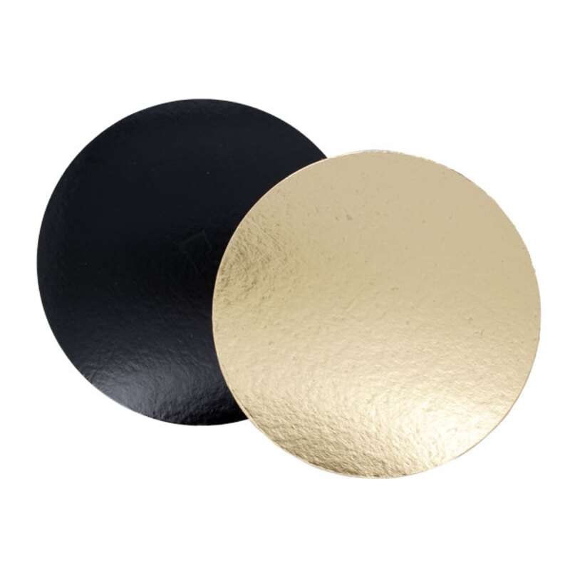 Support rond gâteau carton or/noir Diamètre 26 mm