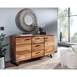 thumbnail of Stilvolles Sheesham Sideboard mit Baumkanten-Design, Metallgestell. 145x45x82 cm | Kadima Design