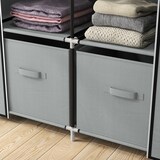 thumbnail of Stoffschrank Faltschrank 83x43x163 cm mit Kleiderstange 5 Fächern 2 Stoffschubladen Reißverschluss Stauraum Hellgrau Stahlrahmen