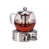 thumbnail of Teekanne Glas mit Edelstahl Stövchen Teebereiter Siebeinsatz Sieb Teewärmer 1,2l