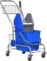 thumbnail of Reinigungswagen 73x45x95 cm Blau mit 26 L Eimer, Druckmechanismus, Mopphalter und zwei Aufbewahrungskörben, auf Rädern