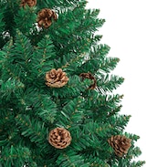 thumbnail of Schlanker Weihnachtsbaum mit Echtholz und Zapfen Grün 150cm PVC