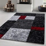 thumbnail of Carpetsale24 Teppich 160x230 cm, Kurzflor Konturenschnitt in Schwarz Grau Rot, Kariertes Design, Extra Weich für Wohnzimmer, Esszimmer, Schlafzimmer