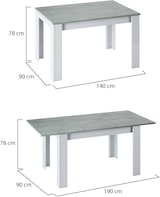thumbnail of Dmora Ausziehbarer Tisch Midland, Ausziehbare Konsole für Esszimmer, Ausziehbarer Küchentisch mit Verlängerung, 140/190x90h78 cm, Zement und Weiß