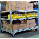 thumbnail of PRIOstahl Transportrollen 125mm Rollensatz 2 Bockrollen + 2 Lenkrollen mit Bremse Blau Schwerlast