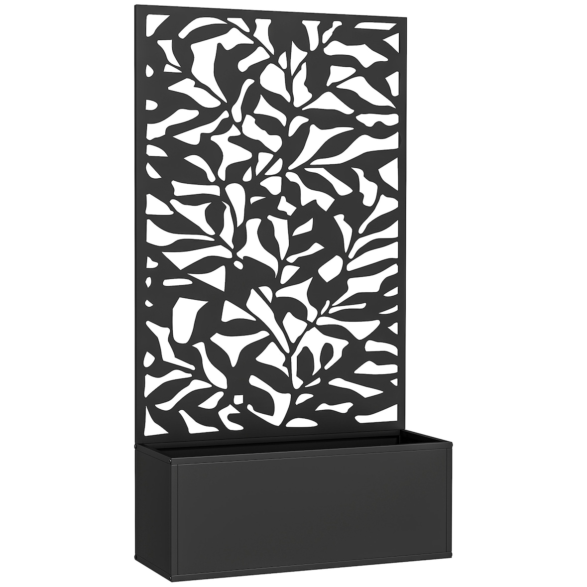 Outsunny jardinera exterior grande de metal jardinera con pantalla de privacidad jardinera de pared o independiente 61x23x113 cm negro