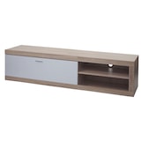 thumbnail of TV-Rack HWC-L33, TV-Board Fernsehtisch Lowboard TV-Schrank Kommode, Holz 43x180x41cm Staufach, Eiche-Optik, weiß