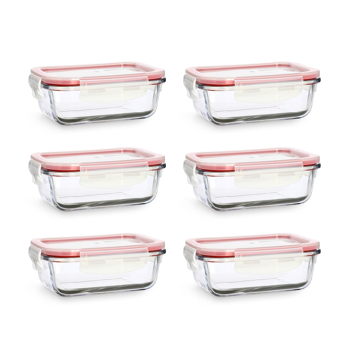 Menastyl - Lot 6 boites hermétiques clémentine rectangles 370ml en verre