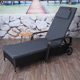 thumbnail of Poly-Rattan Sonnenliege Carrara, Relaxliege Gartenliege Liege, Alu ~ anthrazit, Kissen grau