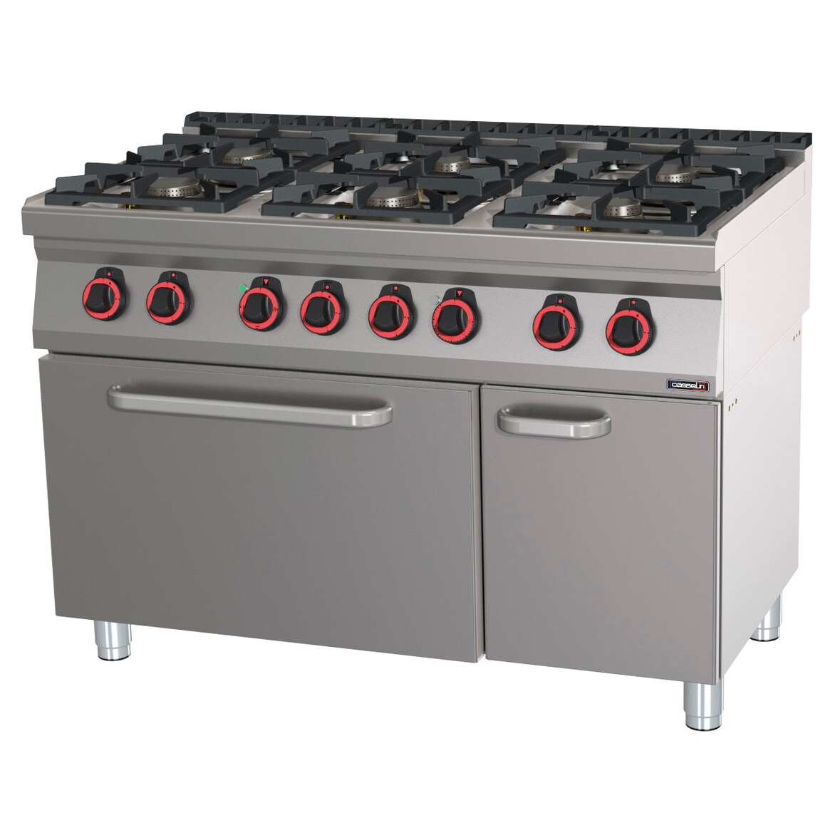 Fourneau gaz 6 feux avec four électrique statique GN 2/1 HP 120  C7FOG6FFSHP120 Casselin