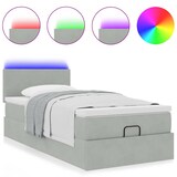 thumbnail of vidaXL Ottoman-Bett mit Matratze & LEDs Hellgrau 90x190 cm Samt