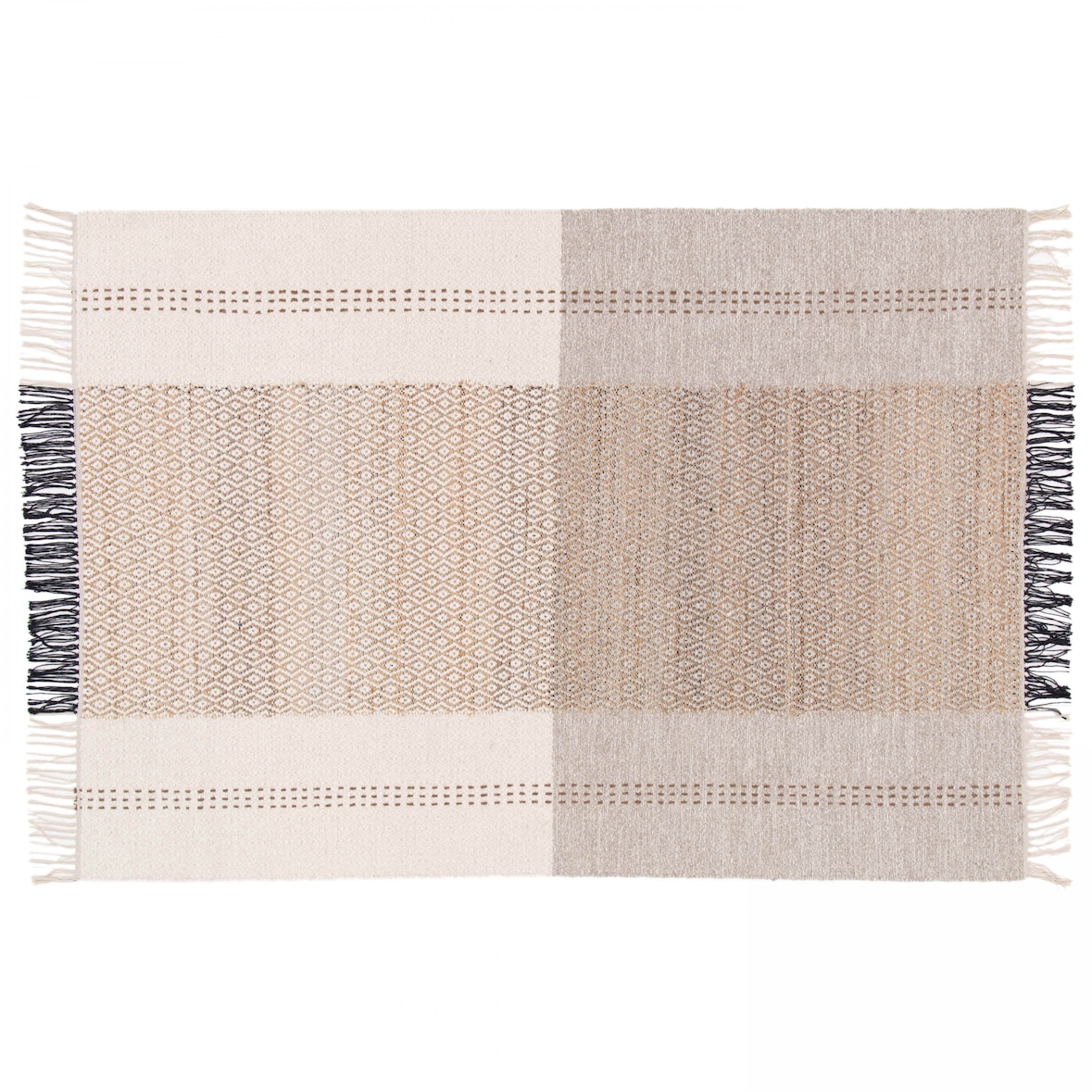 Tapis en laine et jute tissé à plat à motifs géométriques 120 x 170 cm