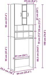 thumbnail of vidaXL Waschmaschinenschrank Weiß 64x25,5x190 cm
