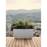 thumbnail of Macetero rectangular de resina efecto piedra Tera Petram, cm 81x40x40h con depósito de agua