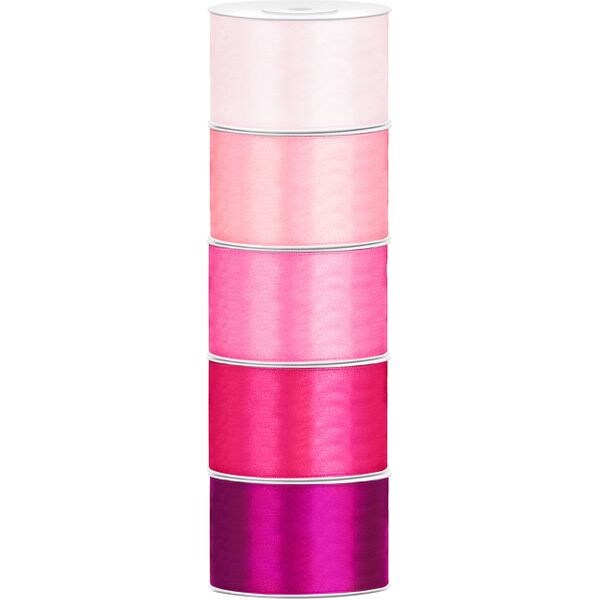 Satin Geschenkband 38mm 5 Farben je 25m lang rosa pink Schleifenband Geschenkverpackung Geburtstag Hochzeit Weihnachten