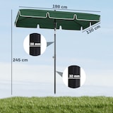 thumbnail of Sombrilla de jardín de aluminio 2x1,3x2,5 m parasol de jardín rectangular con función de inclinación para terraza patio exterior verde