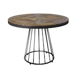 thumbnail of Table pied métal plateau bois ciré plateau Ø110 H80.5