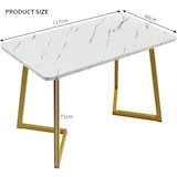 thumbnail of Merax 117x68cm Esstisch,(1-St), Gestell aus Metall Rechteckiger Esstisch aus Moderner Marmormuster Küchentisch Golden/Weiß