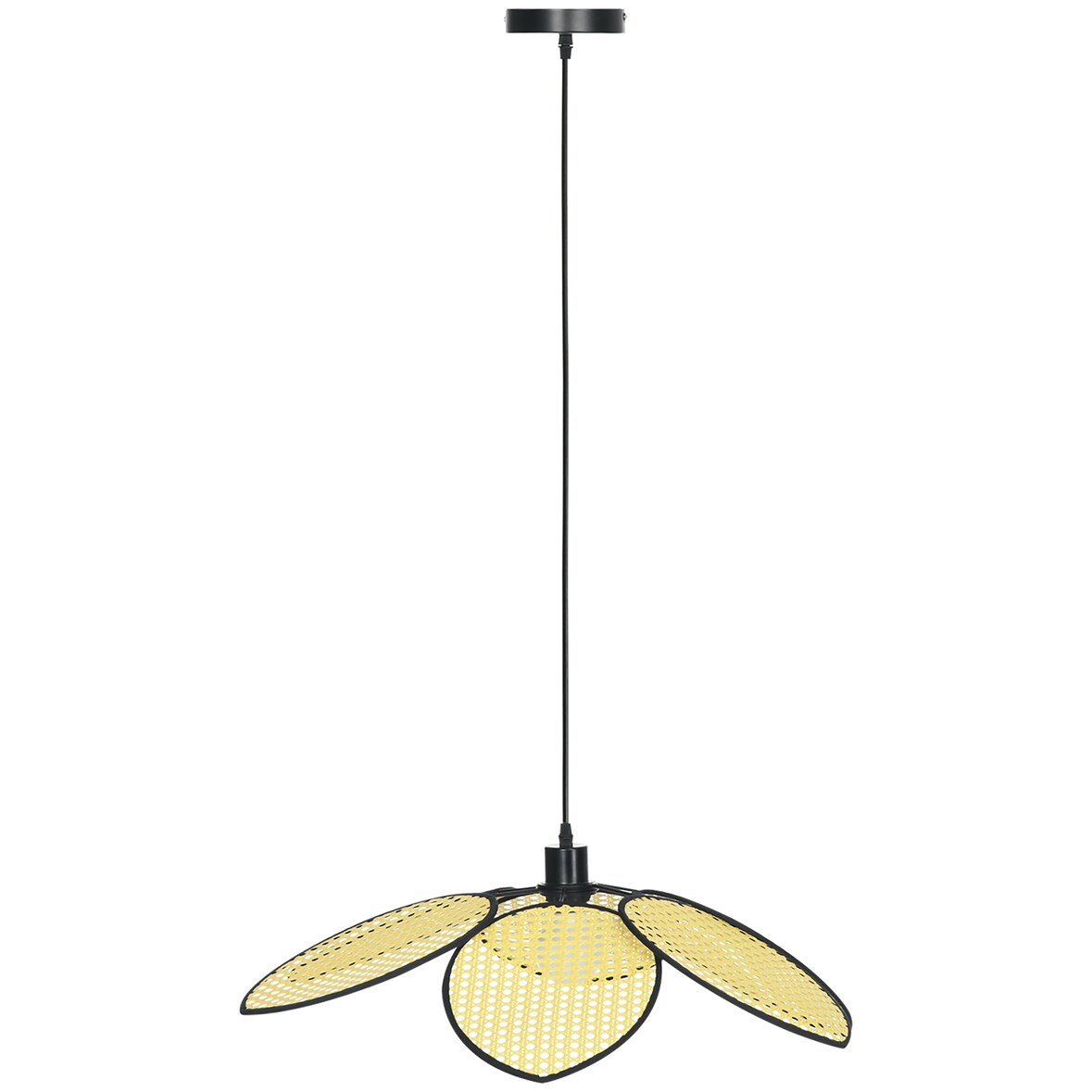 HOMCOM lámpara colgante forma de flores lámpara de techo de ratán sintético iluminación de techo E27 con cable ajustable para salón cocina Ø68x115 cm