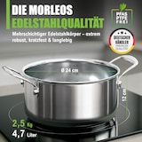 thumbnail of MORLEOS Suppentopf Ø 24 cm – 4,7 l – 5-Schicht-Edelstahl – Glasdeckel – Induktion – spülmaschinenfest – energiesparender Kochtopf