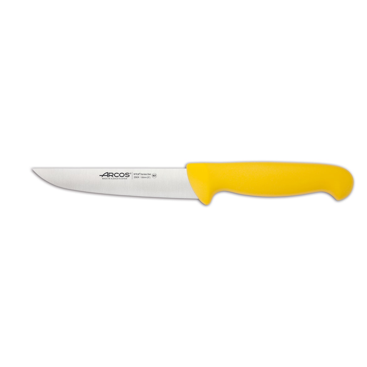 Arcos Cuchillo Cocina, Hoja de Acero Inoxidable NITRUM de 130 mm, Mango inyectado en Polipropileno, Color amarillo