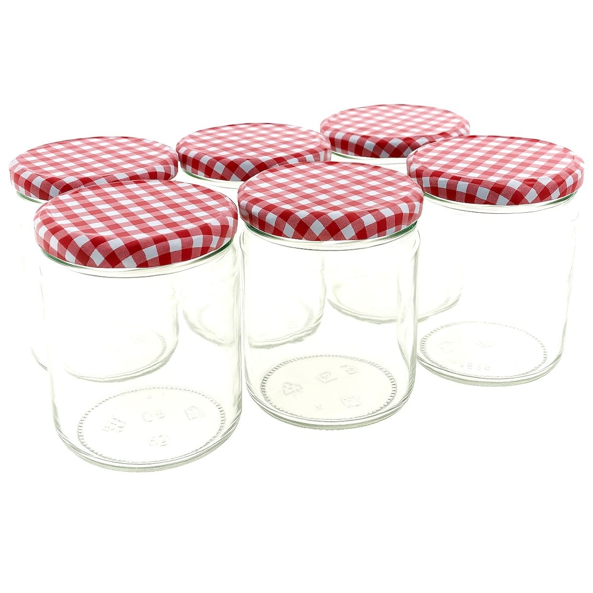 Confituurpot Jampot Inmaakpot met geruite schroefdeksel van 540 ml – 8.5 x 8.5 x 11.5 cm - 18 stuks